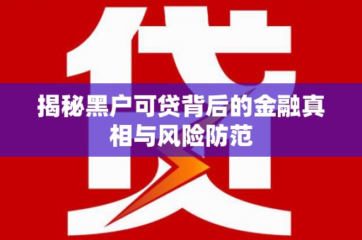 乐都揭秘黑户可贷背后的金融真相与风险防范