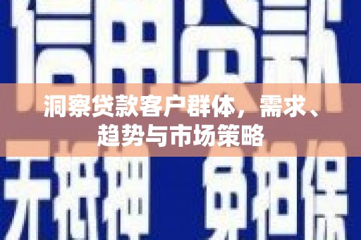 乐都洞察贷款客户群体，需求、趋势与市场策略