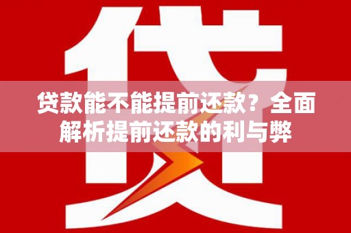 乐都贷款能不能提前还款？全面解析提前还款的利与弊