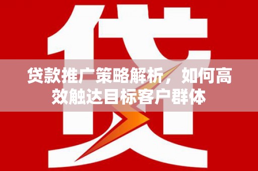 乐都贷款推广策略解析，如何高效触达目标客户群体