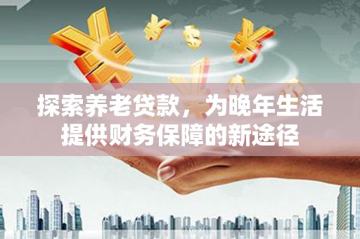 乐都探索养老贷款，为晚年生活提供财务保障的新途径