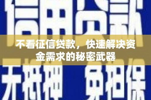 乐都不看征信贷款，快速解决资金需求的秘密武器