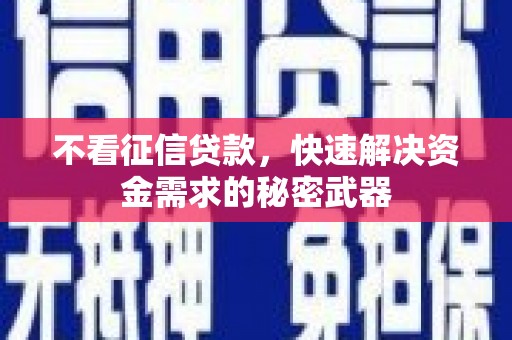 乐都不看征信贷款，快速解决资金需求的秘密武器